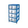 Cassettiera bambù 4 cassetti colore blu e trasparente