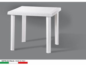 954195 TAVOLO FIGARO RATTAN BIANCO 80X80