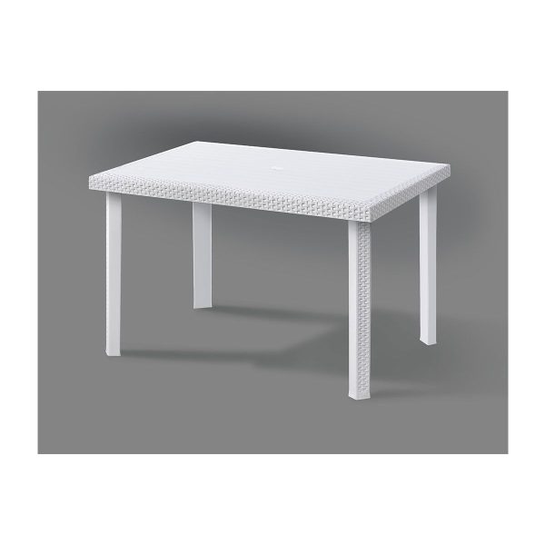 TAVOLO CALAF RATTAN BIANCO 120X80X72