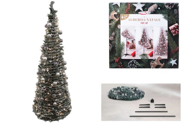 210 SILVER ALBERO DI NATALE CM.210 CON ADDOBBI SILVER