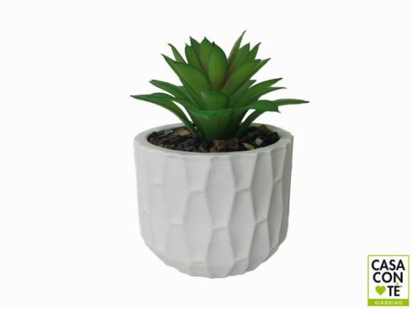 VASO CEMENTO CON  PIANTA D.8,5 H.12