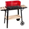 BARBECUE RETTANGOLARE CON PIANI + RUOTE 93X33 H.85
