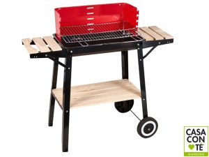 BARBECUE RETTANGOLARE CON PIANI + RUOTE 93X33 H.85
