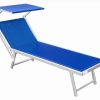LETTINO ALLUMINIO BLU' CON PARASOLE  188X60X40