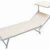LETTINO ALLUMINIO ECRU' CON PARASOLE 188X60X40