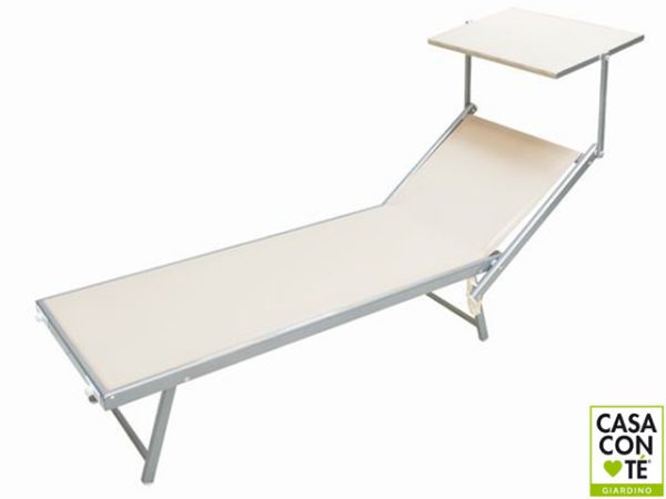 LETTINO ALLUMINIO ECRU' CON PARASOLE 188X60X40
