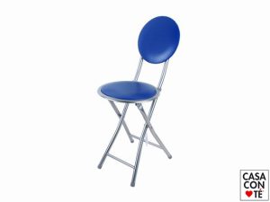 SGABELLO BLU' PIEGHEVOLE CON SCHIENALE
