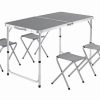 TAVOLO CAMPING GRIGIO ALLUMINIO +4 SEDIE 120X60X53