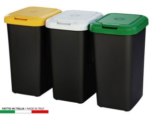 PATTUMIERA DIFFERENZIATA TRIO BASE NERA 3 X 25LT TONTARELLI