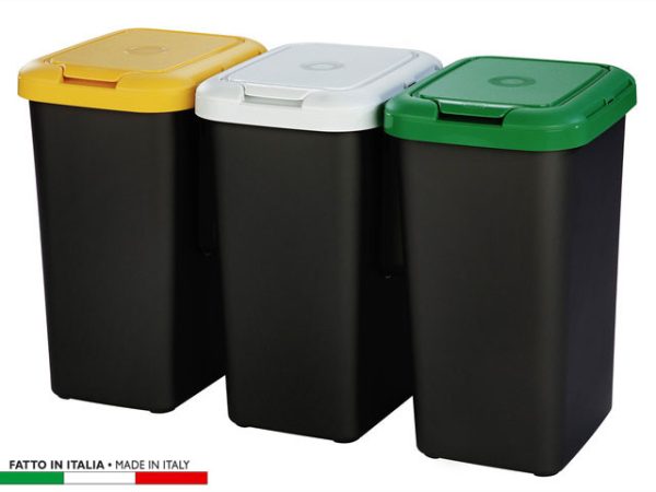 266203 PATTUMIERA DIFFERENZIATA TRIO BASE NERA 3 X 25LT TONTARELLI
