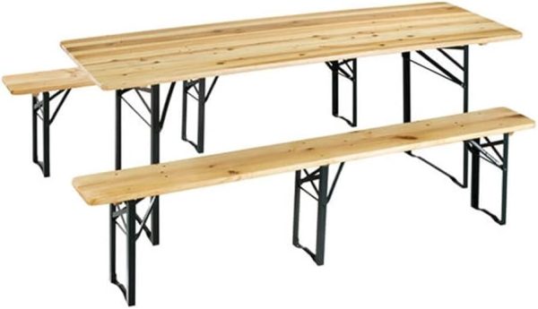 TAVOLO LEGNO 200X70 H.75 + DUE PANCHE 3 GAMBE