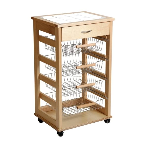 CARRELLO VESUVIO CON CASSETTO NATURALE