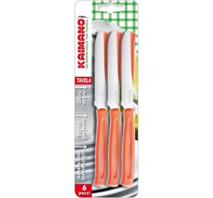 KAIMANO 6 COLTELLI TAVOLA ARANCIO DINAMIK COLTELLI TAVOLA 6PZ ARANCIONE KAIMANO DINAMIK