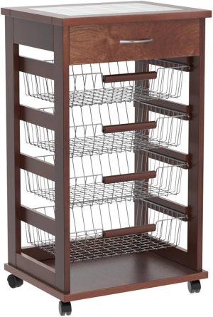 CARRELLO VESUVIO CON CASSETTO NOCE