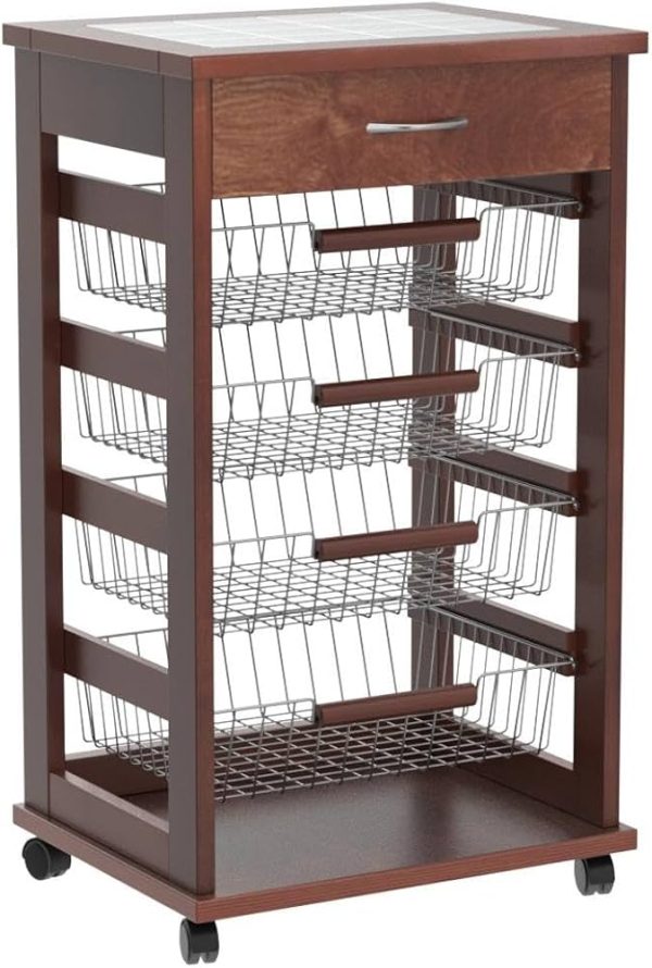 CARRELLO VESUVIO CON CASSETTO NOCE