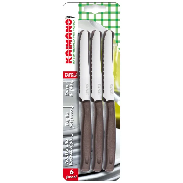 immagine-1-kaimano-coltelli-dinamik-6pz-marrone-kdn021506-kaimano-ean-8008220042642 COLTELLO TAVOLA 6PZ MARRONE KAIMANO DINAMIK