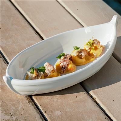 PIATTO BARCHETTA 30X15 CM MARIS BIANCO VULCANIA