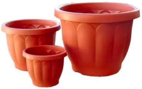 VASO FIORI PLASTICA COLOR TERRACOTTA  LINEA DORICO CM.20