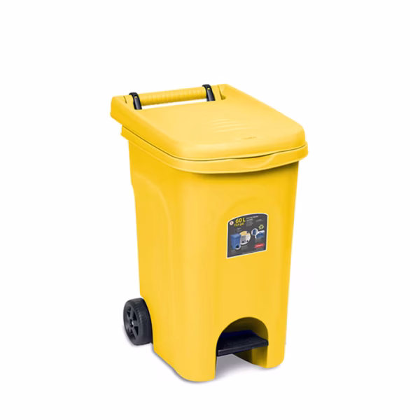 BIDONE URBAN LT.60 GIALLO CON PEDALE E RUOTE STEFANPLAST