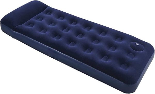 AIRBED BLU' FLOCCATO SINGOLO CON POMPA 185X76X28H