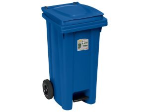 BIDONE CARRELLATO LT.120 BLU' CON PEDALE E RUOTE STEFANPLAST