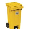 BIDONE CARRELLATO LT.120 GIALLO CON PEDALE E RUOTE STEFANPLAST