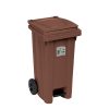 BIDONE CARRELLATO LT.120 MARRONE CON PEDALE E RUOTE STEFANPLAST