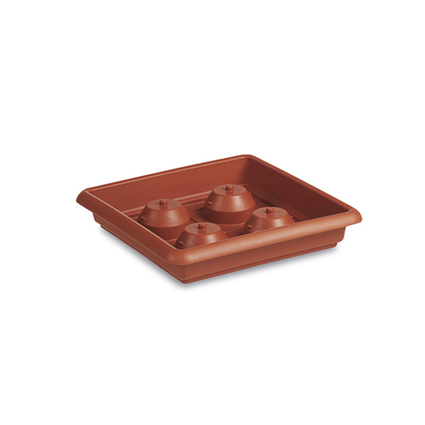 VASO QUADRO  CM.45 MEDITERRANEO CON SOTTOCASSETTA TERRACOTTA