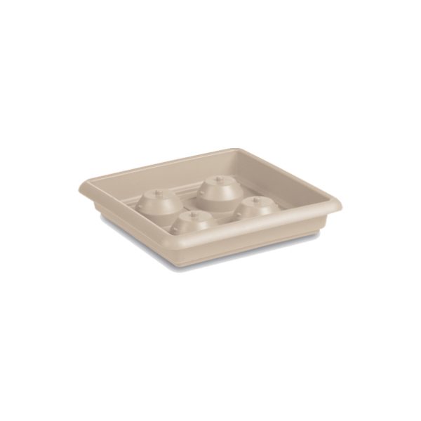 VASO QUADRO  CM.45 MEDITERRANEO CON SOTTOCASSETTA BIANCO TRAVERTINO
