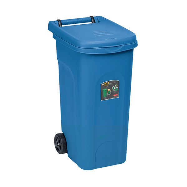 BIDONE URBAN LT.80 BLU' CON PEDALE E RUOTE STEFANPLAST