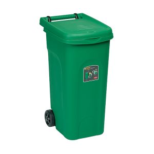 BIDONE URBAN LT.80 VERDE CON PEDALE E RUOTE STEFANPLAST