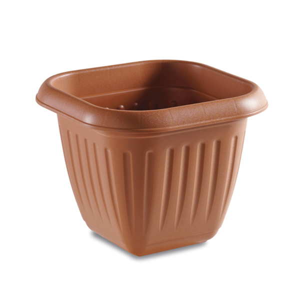 VASO QUADRO  CM.40 VENEZIA CON SOTTOCASSETTA COLOR TERRACOTTA