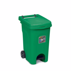 BIDONE URBAN LT.60 VERDE CON PEDALE E RUOTE STEFANPLAST