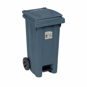 BIDONE CARRELLATO LT.120 GRIGIO CON PEDALE E RUOTE STEFANPLAST