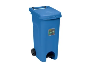 BIDONE URBAN LT.60 BLU' CON PEDALE E RUOTE STEFANPLAST