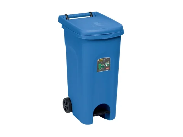 BIDONE URBAN LT.60 BLU' CON PEDALE E RUOTE STEFANPLAST