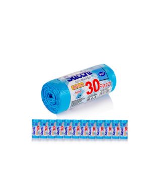 SACCHI PATTUMIERA 40X55 BLU CON MANIGLIE PZ.30