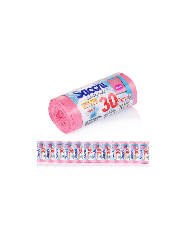 SACCHI PATTUMIERA 40X55 ROSA CON MANIGLIE PZ.30