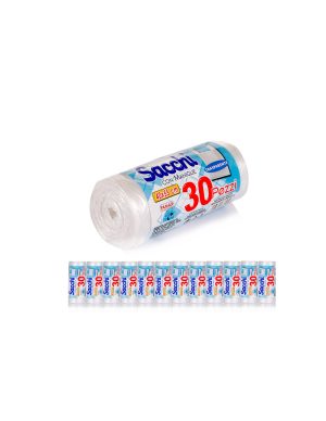 SACCHI PATTUMIERA 40X55 TRASPARENTE CON MANIGLIE PZ.30