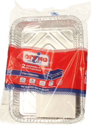 VASCHETTA ALLUMINIO CON COPERCHIO 6 PORZIONI OTTIMO 2 PEZZI