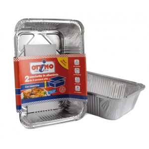 VASCHETTA ALLUMINIO CON COPERCHIO 5 PORZIONI OTTIMO 2 PEZZI