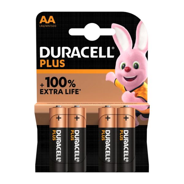 duracell_plus_AA DURACELL EXTRALIFE STILO ALKALINE 1.5V LR06 "AA" BLISTER 4 PZ