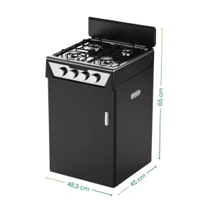 CUCINA MOBILE 4 FUOCHI CON PORTABOMBOLE IN METALLO NERO 48,5X45X65H