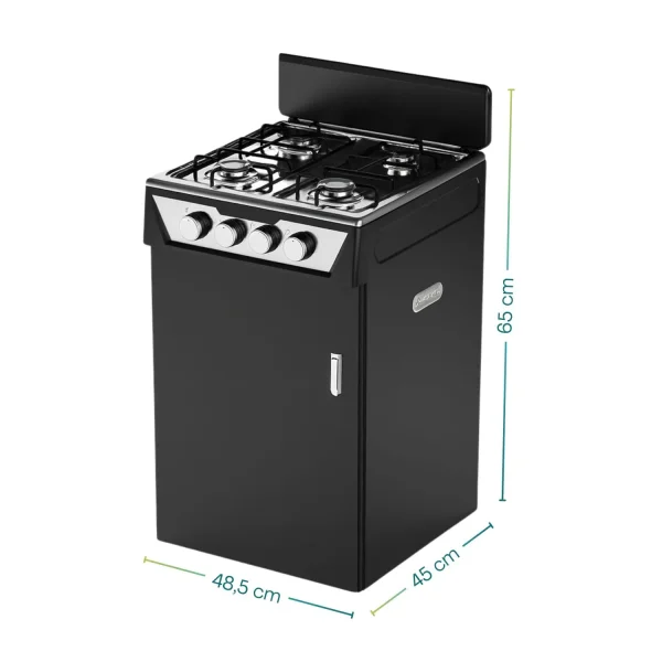 CUCINA MOBILE 4 FUOCHI CON PORTABOMBOLE IN METALLO NERO 48,5X45X65H