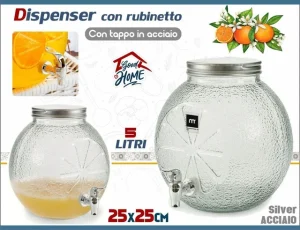 CONTENITORE VETRO LT.5 CON RUBINETTO MOD.AGRUMI