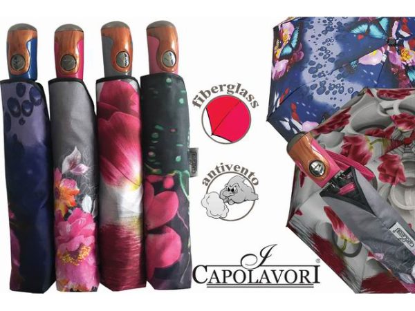 656401 OMBRELLO PIOGGIA AUTOMATICO FIBER PONGEE FANTASIE